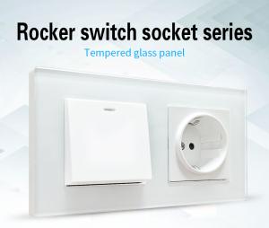 Buy cheap Tempered Glass Panel Vintage Sockets And Switches Home Push Switch Socket Combo product