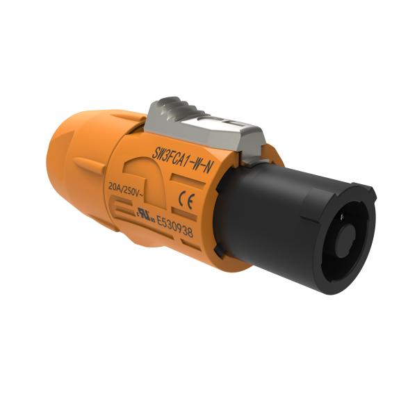 Outdoor Use Yellow 3-Pin Female Power Connector Secure Locking Mechanism Adequate Protection for LED Display Outdoor Connector