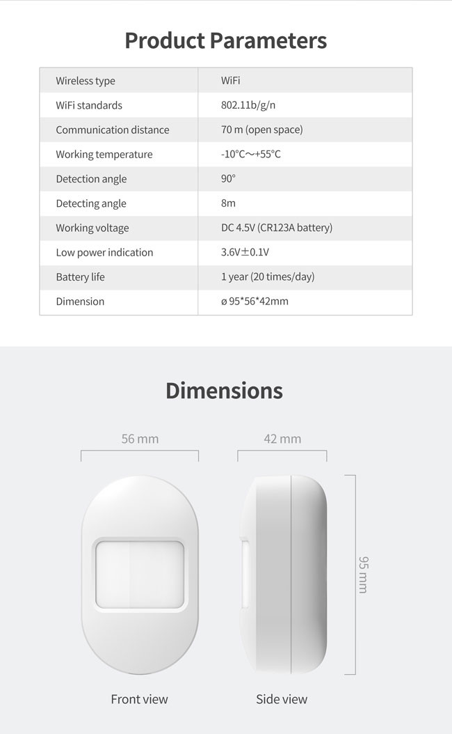 Multi IR 2.4GHz WiFi PIR Motion Sensor 8m Detecting Distance Smart Life Pir Sensor