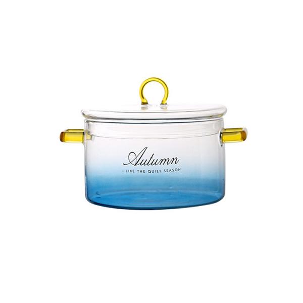 Quality Simple Gradient Blue 4mm Glass Cutlery Salad Bowl for sale