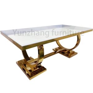 China 201 Stainless Steel Luxury Rectangle Dining Table Home Furniture on sale