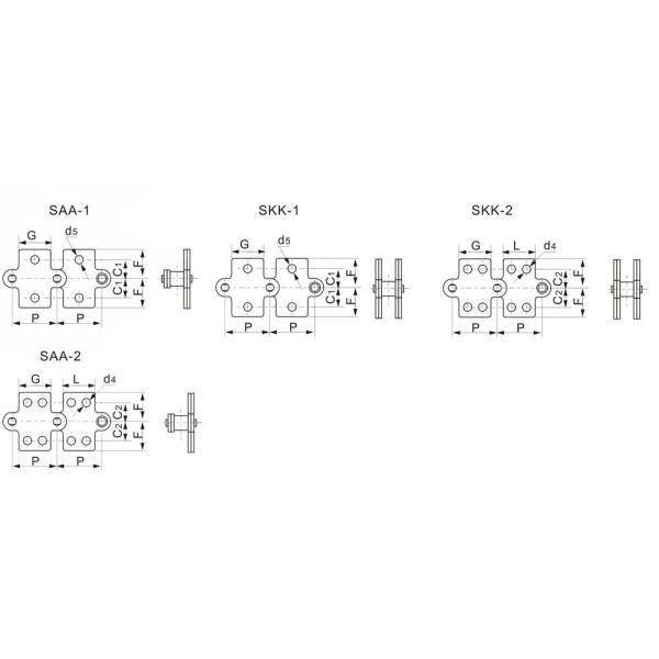 C2060 C2080 Double Pitch Conveyor Chains With Extended Pins