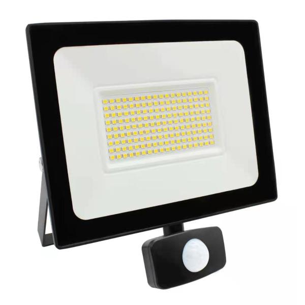 Black 50W LED Floodlight With Motion Sensor Aluminum Diecast IP44