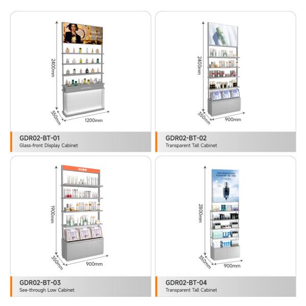 Retail Shop Design Grey Oiled Wooden Skincare Cabinet With Led Lights For Customized Shop Display And Branding Shop Stand