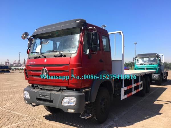 Quality Red color Beiben 6x6 2638PZ 30Ton 380hp10 wheeler Cross country Container Flat Bed Truck adopt Germany Benz Technology for sale