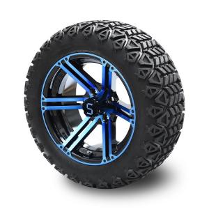Buy cheap Golf Cart 14 Inch Blue/Glossy Black Wheels And 22 Inch Tall Off-Road Tires 4 PLY with DOT Approved product