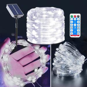 China 100LED/200LED 8 Modes Solar Powered Leather Wire String Lights For Outdoor Indoor on sale