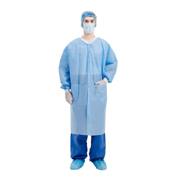 Quality Single Collar PP Disposable Lab Coats ISO13485 Standard for sale