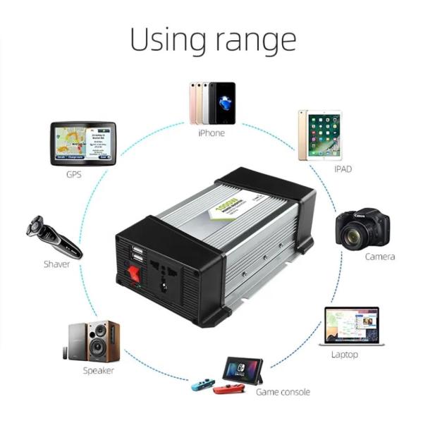 DC To AC Corrected Sine Wave Power Inverter 12v To 220v 1000W DC AC Power Inverter