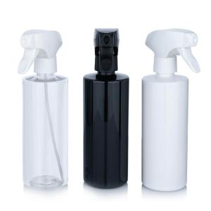 China 500ml Plastic Transparent/Black/White Clear Cylindrical Bottle With White/Black Spray For Empty Trigger Sprayer Bottle on sale