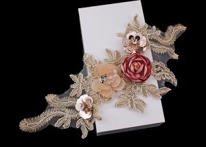 Buy cheap 3D Flower Beaded Lace Embroidered Applique Patches Collar With Sequin Rhinestone product