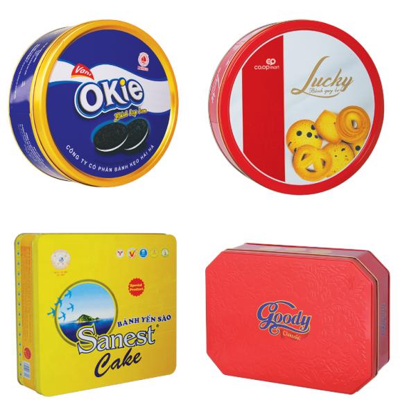 CMYK Square Biscuit Tin Box With Lid Food Storage Container