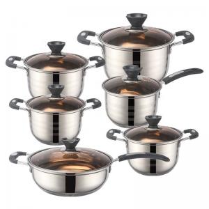 China The New Listing 12 PCS Stainless Steel Cooking Set Pots And Pans Cookware Sets Cooking Soup Pots Set on sale