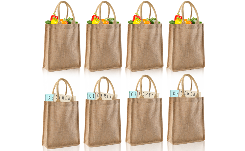 DEAYOU 8 Pack Jute Tote Bags