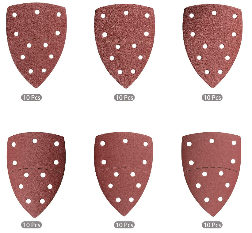 100pcs Triangular Sanding Pads Hook And Loop Sanding Sheet For Wood