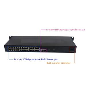 POE switch 24 port 10 / 100Mbps port POE power supply and 2-port Gigabit uplink port 48V POE IP cameras and wireless AP