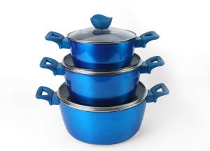 3Pcs 3.5mm Sprial Bottom Sgs 28cm Non Stick Soup Pot