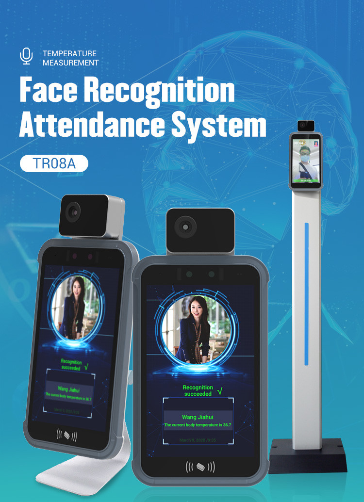 Pedesta 8" Biometric 3D Face Detection Attendance Device With Human Body Temperature Sensor