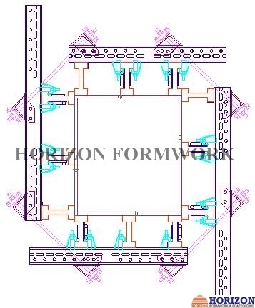 Flexibly Assembled Column Formwork with H20 Wooden Beam and Steel Walers
