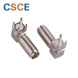 Buy cheap 50 Ohms PCB Mount SMA Connector , Right Angle SMA Connector Ni Plated Tray product