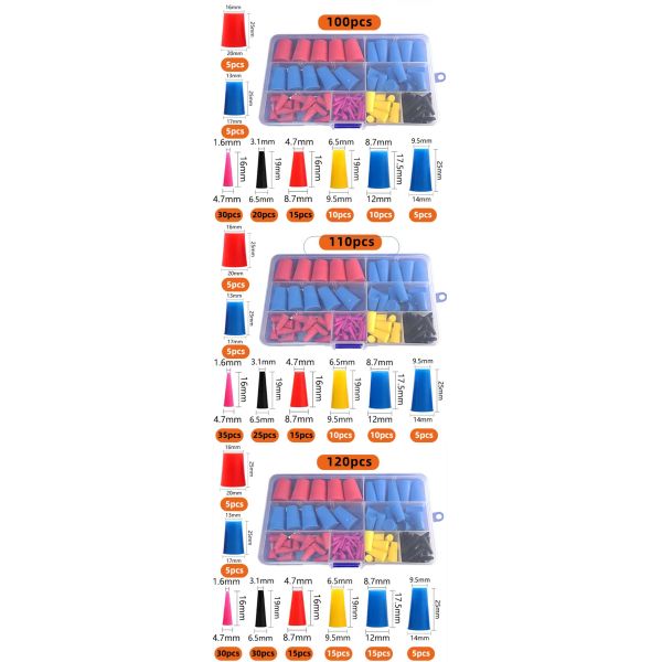 100PCS Anti High Temp Masking Studs Silicone Protective End Cap Cover for Spray Paint Powder Coating Cylindrical Design