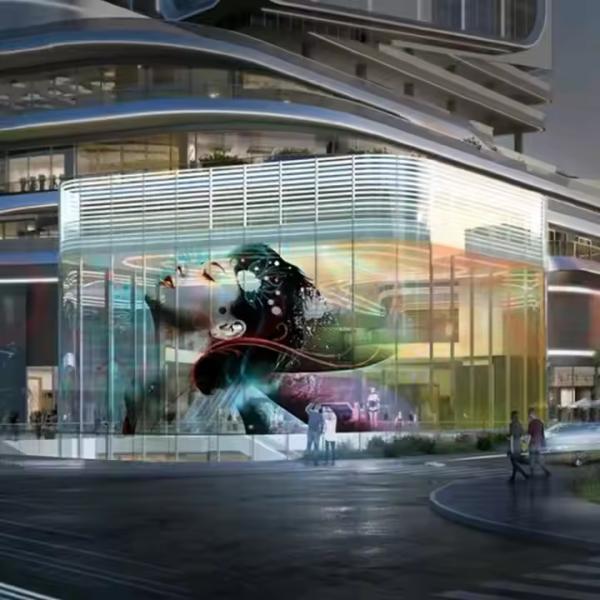 Quality Customizable Glass Curtain Wall LED Display Film 3840Hz Refresh Rate Energy Saving High Brightness 5000nits Video Wall for sale