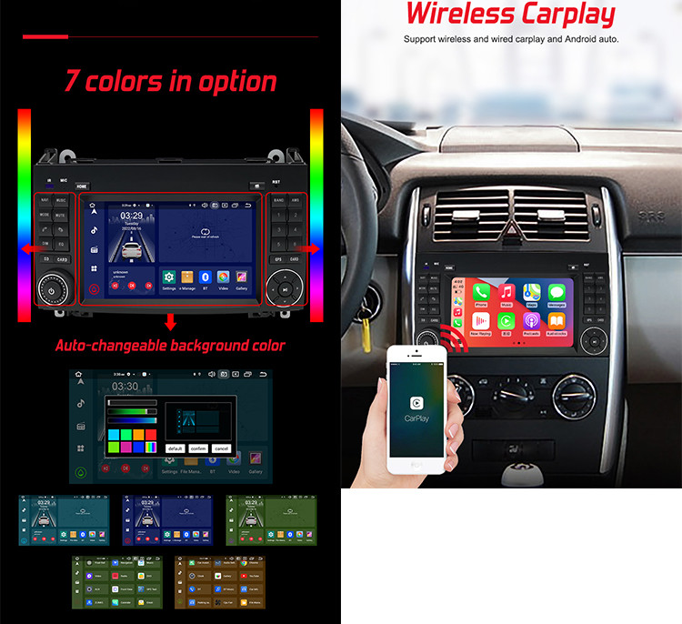 Physical Buttons Double Din Car Stereo , Android 12 Car Radio For Benz B200