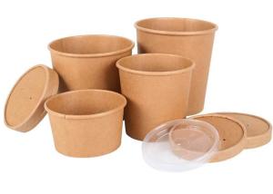 China Custom printed ice cream cups Paper Bowl Ice soup cup kraft paper box bowl food container on sale