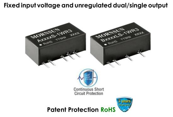 Quality 1W Isolated DC DC Converter Fixed Input Voltage, Unregulated Single Output for sale