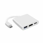 Aluminum 3 in 1 USB C Hub Adapter to 4K USB 3.0 Thunderbolt 3 Port Type C Hub