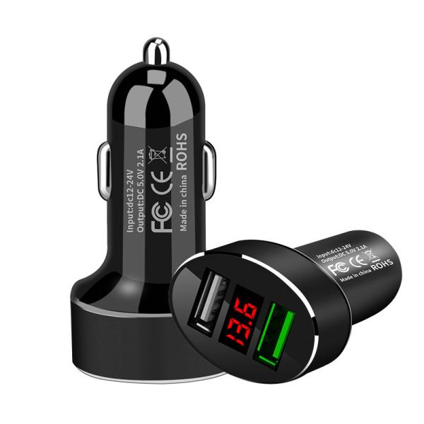 Quality ODM Dual USB Fast Car Phone Charger 30W High Speed DC To DC Car Charger With LED Display for sale
