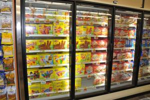 China LED Lighting Performance Supermarket Refrigerated Display Cases Vertical on sale