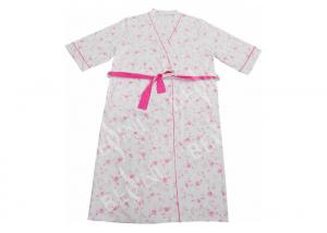 Buy cheap Ladies Cotton Jersey Pink Floral Printed Bath Robe Kimono Wrap Red Piping 3/4 Sleeve product