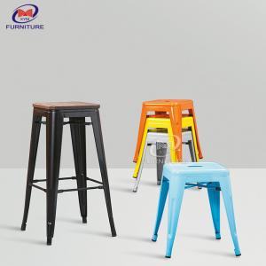 China Stackable Backless Metal Bar Stool Chair Industrial Iron Counter Height on sale