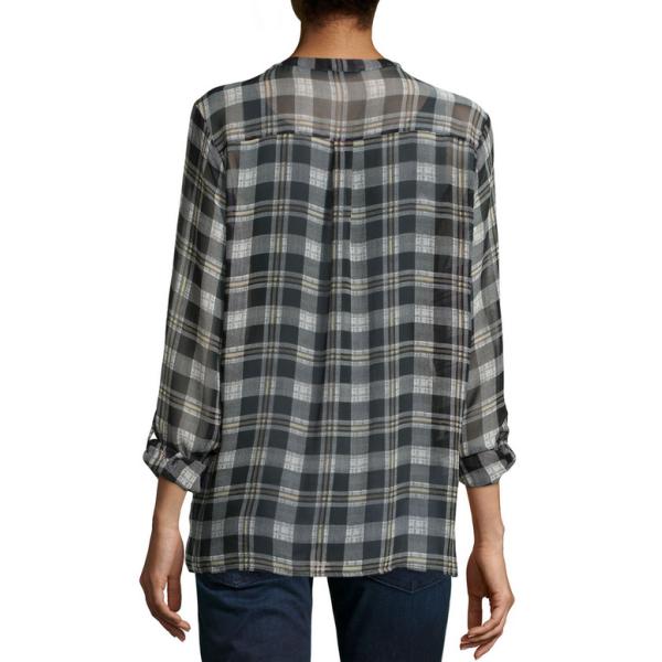Plaid-Print Chiffon Blouse