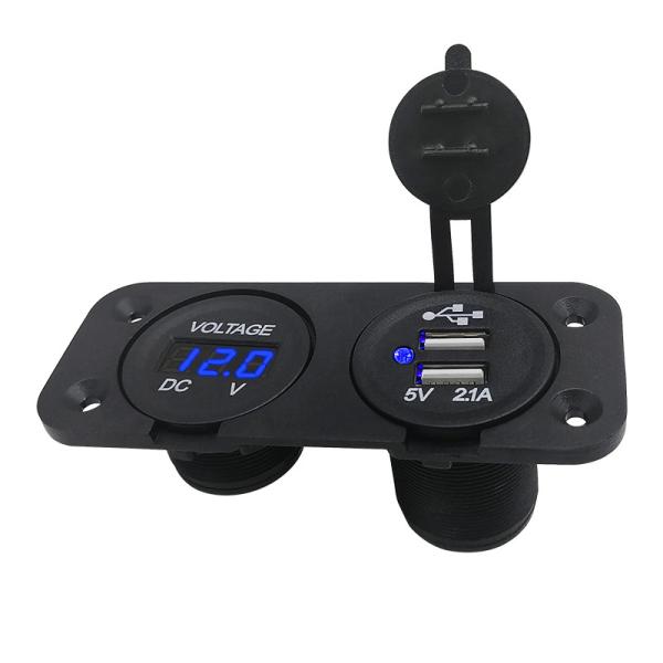 Quality 2 In 1 12V -24V Car / Motorcycle USB Charger Dual Usb Port Morfayer for sale