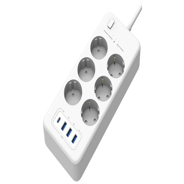 4 Ports PD 32W Smart Power Strip With AC Socket 250V16A 4000W