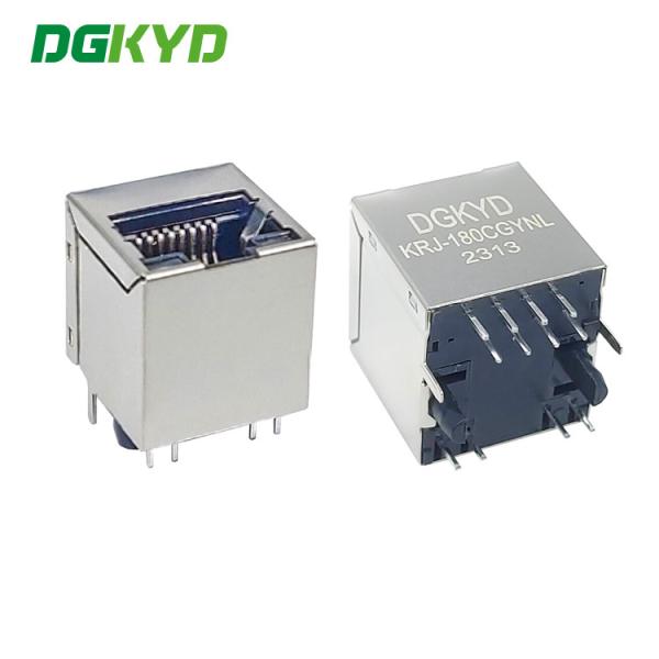 Quality KRJ-180CGYNL Vertical entry 100 BASE RJ45 Shielded Ethernet Connector with LEDS for sale