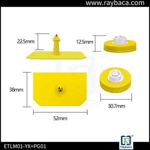 LF Cattle Identification Tags Yellow Color Waterproof Structure Design