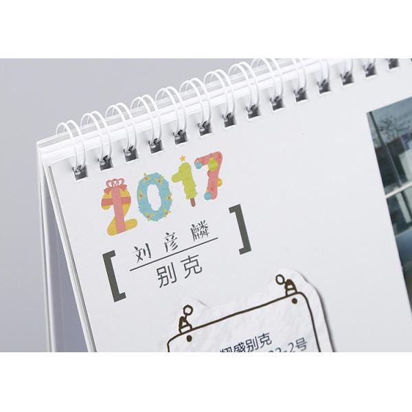 Triangle Office Desk Calendar White Metal Y - O Binding With Pen Holder