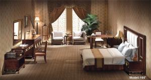 Walnut Color Solid Wood King Bedroom Sets With ISO18001 Certification