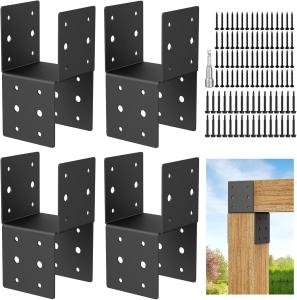 China Steel Post Anchor Connector 4pcs Cap & Tie Bracket Set Secures Posts To Wood Decks With Screws on sale