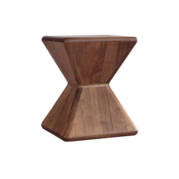 Quality Popular Small Side Coffee Table Solid Wood Sand Clock Shape Walnut Finish for sale