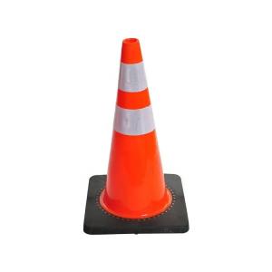 China Warning Cone High Reflection 75cm and 3.2Kgs With Black Rubber Base Safety Cones PE Roadway Safety Traffic Cone on sale