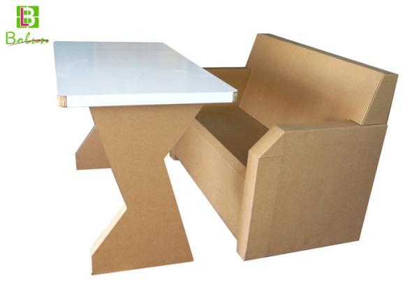Quality Custom Flat Cardboard Table And Chairs Stand Simple Style Wightlight for sale