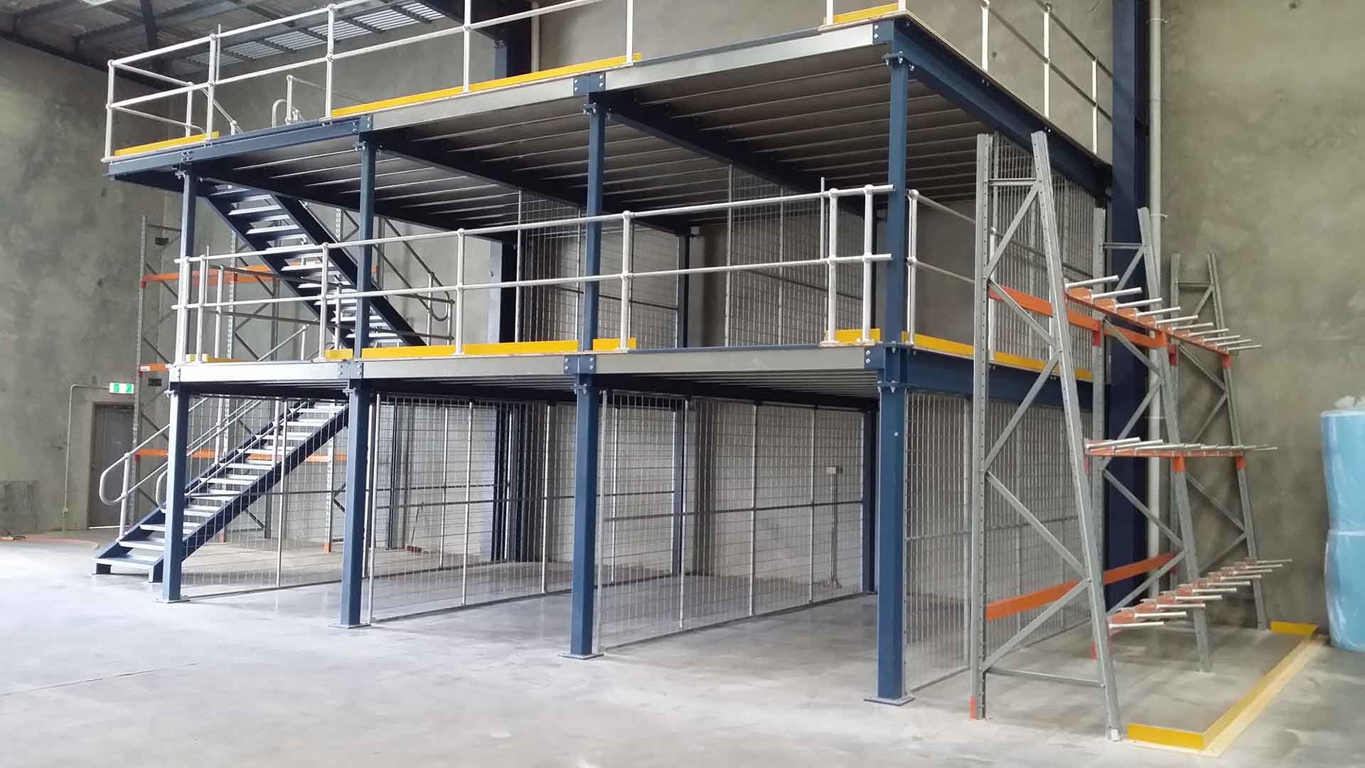 Multi-Tier Industrial Mezzanine Storage System