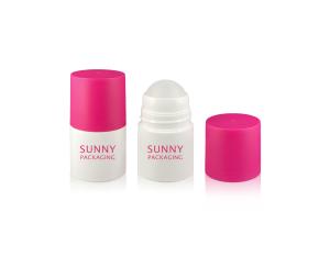 Pink Color 50ml Plastic PP Empty Roll On Bottle Silkscreen Printing