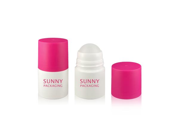 Quality Pink Color 50ml Plastic PP Empty Roll On Bottle Silkscreen Printing for sale