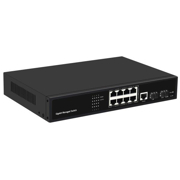 8 Port Managed Gigabit Network Switch Realtek Based SFP Fiber Uplink AC Input CE Fanless