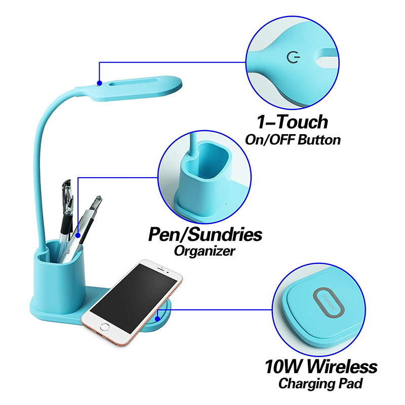 QI 10W LED Lamp Wireless Charger With adjustable 3 Color Modes